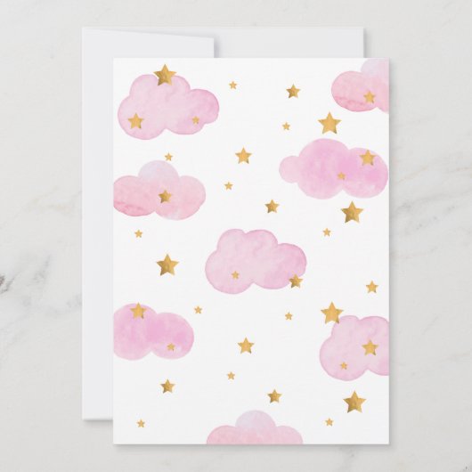 ピンクインヴィタシオンルナイラスエストレラスベビーシャワー 招待状 (裏面)