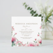 ピンクイン開花スクエアベビーシャワー 招待状 (スタンド正面)