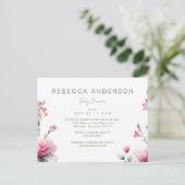 ピンクイン開花ベビーシャワー インビテーションポストカード (スタンド正面)