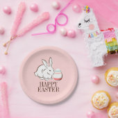 ピンクイースターバニーアンドエッグハッピーイースター紙プレート ペーパープレート (パーティー)