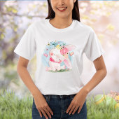 ピンクイースターバニーラビット春の花 |休日 トライブレンドＴシャツ