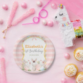 ピンクイースターブンニー誕生日 ペーパープレート (パーティー)
