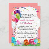 ピンクイースター日曜誕生会の招待状 招待状 (正面/裏面)