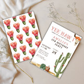 ピンクイーハウウェスタンロデオ女性のカーボーイ誕生日 招待状