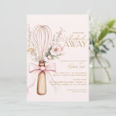 ピンクウィスク遠くにワイルドフラワーブライダルシャワー 招待状 (スタンド正面)