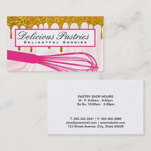 ピンクウィスク |金ゴールドグリッター 名刺 (正面/裏面)