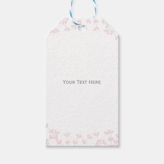 ピンクウィスピー素朴つる植物エレガントブライダルシャワー賛成 ギフトタグ (正面)