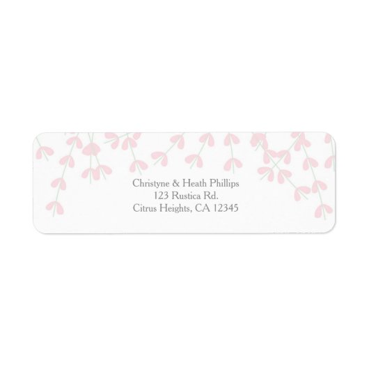 ピンクウィスピー素朴つる植物ブライダルシャワー招待 ラベル (正面)