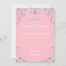 ピンクウィズダイヤモンド誕生日招待状 招待状