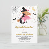 ピンクウィッチハロウィーン誕生日招待状 招待状 (スタンド正面)