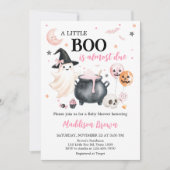 ピンクウィッチ幽霊リトルブベビーシャワー 招待状 (正面)
