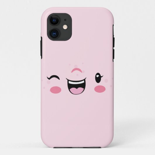 ピンクウィンキングかわいい顔ケース Case-Mate iPhoneケース (裏面)