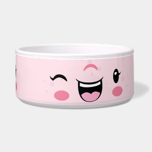 ピンクウィンキングかわいい顔ドッグボウル ボウル