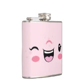 ピンクウィンキングかわいい顔フラスコ フラスク (右)