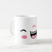 ピンクウィンキングかわいい顔マグ コーヒーマグカップ (正面左)