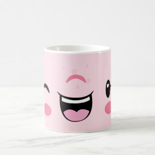 ピンクウィンキングかわいい顔マグ コーヒーマグカップ