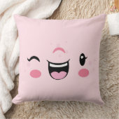 ピンクウィンキングかわいい顔装飾用クッション クッション (ブランケット)