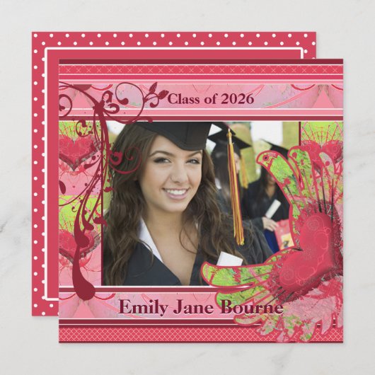 ピンクウィングハート卒業写真クラス2012 案内状 (正面/裏面)