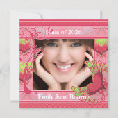 ピンクウィングハート卒業写真クラス2012 案内状 (正面)