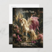 ピンクウィングユニコーンウッドランドフォレスト勇気付けられる ポストカード (正面/裏面)