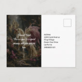 ピンクウィングユニコーンウッドランドフォレスト勇気付けられる ポストカード (裏面)