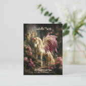 ピンクウィングユニコーンウッドランドフォレスト勇気付けられる ポストカード (スタンド正面)