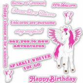 ピンクウィング飛んでいるユニコーン シール (正面)