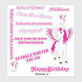 ピンクウィング飛んでいるユニコーン シール