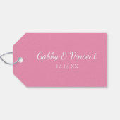 ピンクウィンターウェディングメッセージカードのスノーフレーク ギフトタグ (裏面横)