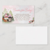 ピンクウィンターウッドランド赤ちゃんシャワーベビー エンクロージャーカード (正面/裏面)