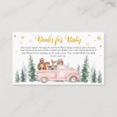 ピンクウィンターウッドランド赤ちゃんシャワーベビー 名刺 (正面)