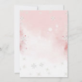 ピンクウィンターオネダーランドウッドランド1回目の誕生日 招待状 (裏面)