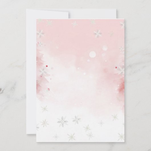 ピンクウィンターオネダーランドウッドランド1回目の誕生日 招待状 (裏面)