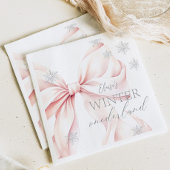 ピンクウィンターオネダーランドシルバーグリッター1st Birthday スタンダードカクテルナプキン