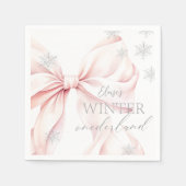 ピンクウィンターオネダーランドシルバーグリッター1st Birthday スタンダードカクテルナプキン (正面)