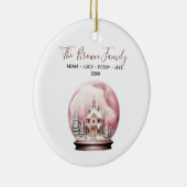 ピンクウィンタークリスタルボールクリスマスハウスファミリー セラミックオーナメント (右)