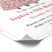 ピンクウィンタークリスマスツリー誕生日タイムカプセル ポスター (角)