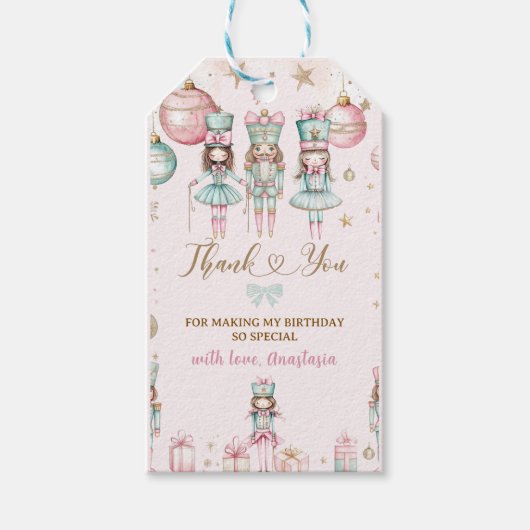 ピンクウィンタークリスマスバレリーナ誕生日 ギフトタグ (正面)