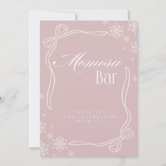 ピンクウィンターコケット「モモザ」ミモザバー標識 招待状 (裏面)