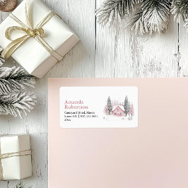 ピンクウィンターコテージクリスマス住所 シール