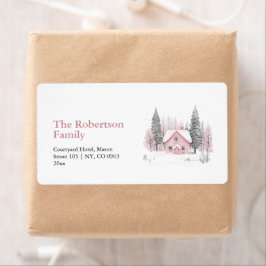 ピンクウィンターコテージクリスマス住所 シール