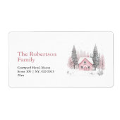 ピンクウィンターコテージクリスマス住所 シール (正面)