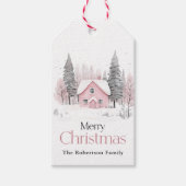 ピンクウィンターコテージクリスマス ギフトタグ (正面)