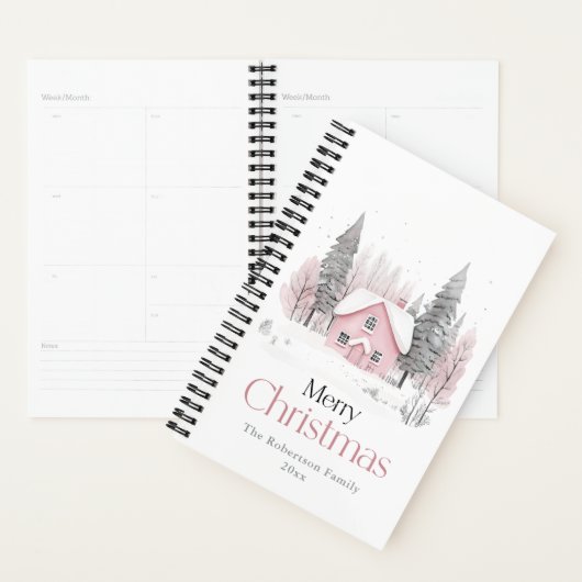 ピンクウィンターコテージクリスマス プランナー手帳 (ディスプレー)