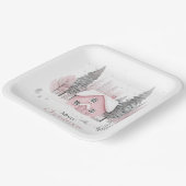 ピンクウィンターコテージクリスマス ペーパープレート (傾斜あり)