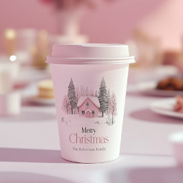 ピンクウィンターコテージクリスマス 紙コップ