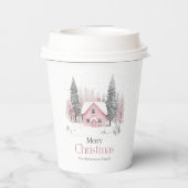 ピンクウィンターコテージクリスマス 紙コップ (裏面)