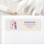 ピンクウィンタースキーギアイラストレーション ラベル (インサイチュ)