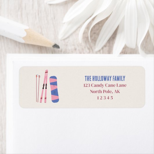 ピンクウィンタースキーギアイラストレーション ラベル (インサイチュ)