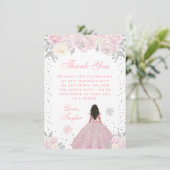 ピンクウィンターダークスキンプリンセス誕生日パーティー サンキューカード (スタンド正面)